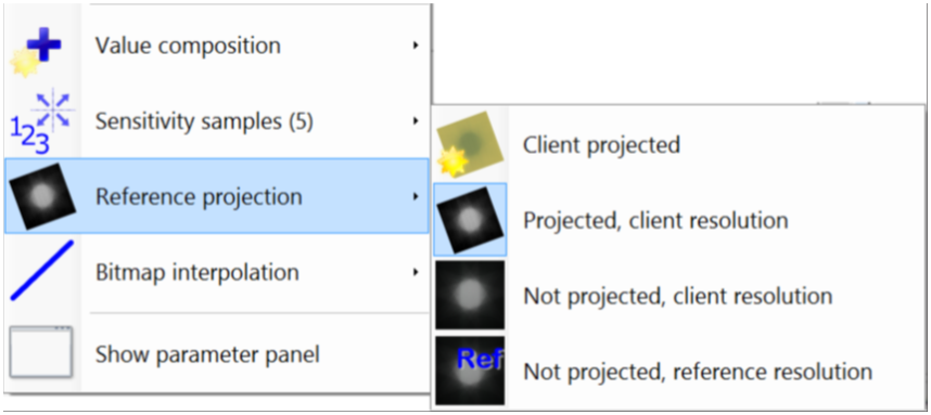 Screenshot of options under 'Reference projection'.